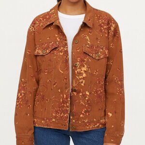 Women’s Laurèl New Classic Collection Brown Denim Jacket Floral Size EU 40